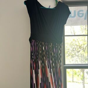 Elegant Black and Multicolor Patterned Dress